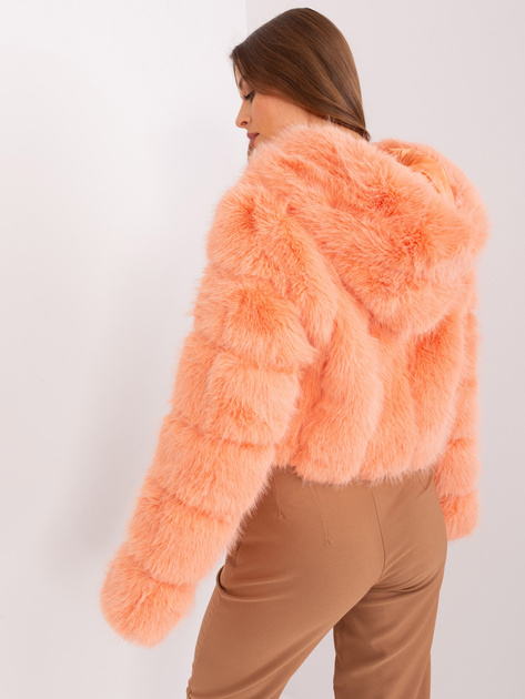 Hurt Brzoskwiniowa kurtka przejściowa z futra ekologicznego