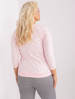 Hurt Jasnoróżowa gładka bluzka plus size ze ściągaczami