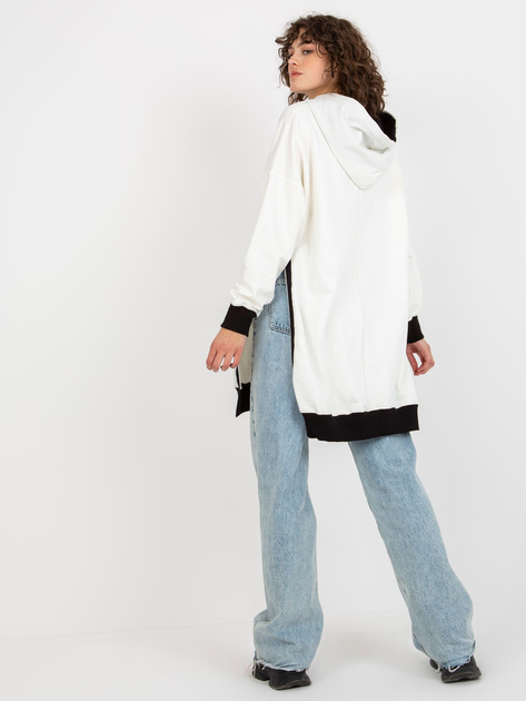 Hurt Ecru długa bluza oversize z napisem i kapturem