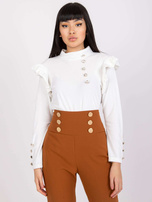 Weiße Damenveloursbluse Capri.