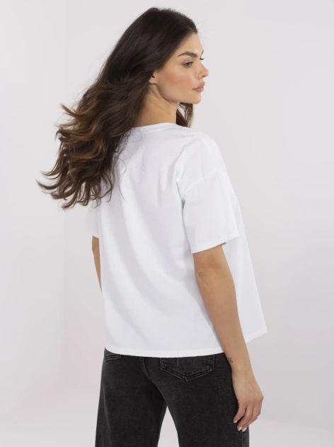 Biały damski t-shirt z nadrukiem bananów