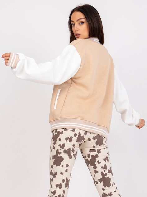 Beżowa dresowa bluza bomberka z kieszeniami Palma