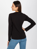 Hurt Czarna gładka bluzka longsleeve z okrągłym dekoltem