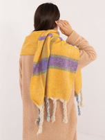 Hurtownia Ciemnożółty gruby szal damski z frędzlami