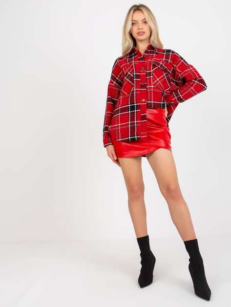 Hurt Czerwona wierzchnia koszula w kratę z kieszeniami