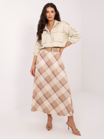 Beżowa elegancka spódnica z paskiem