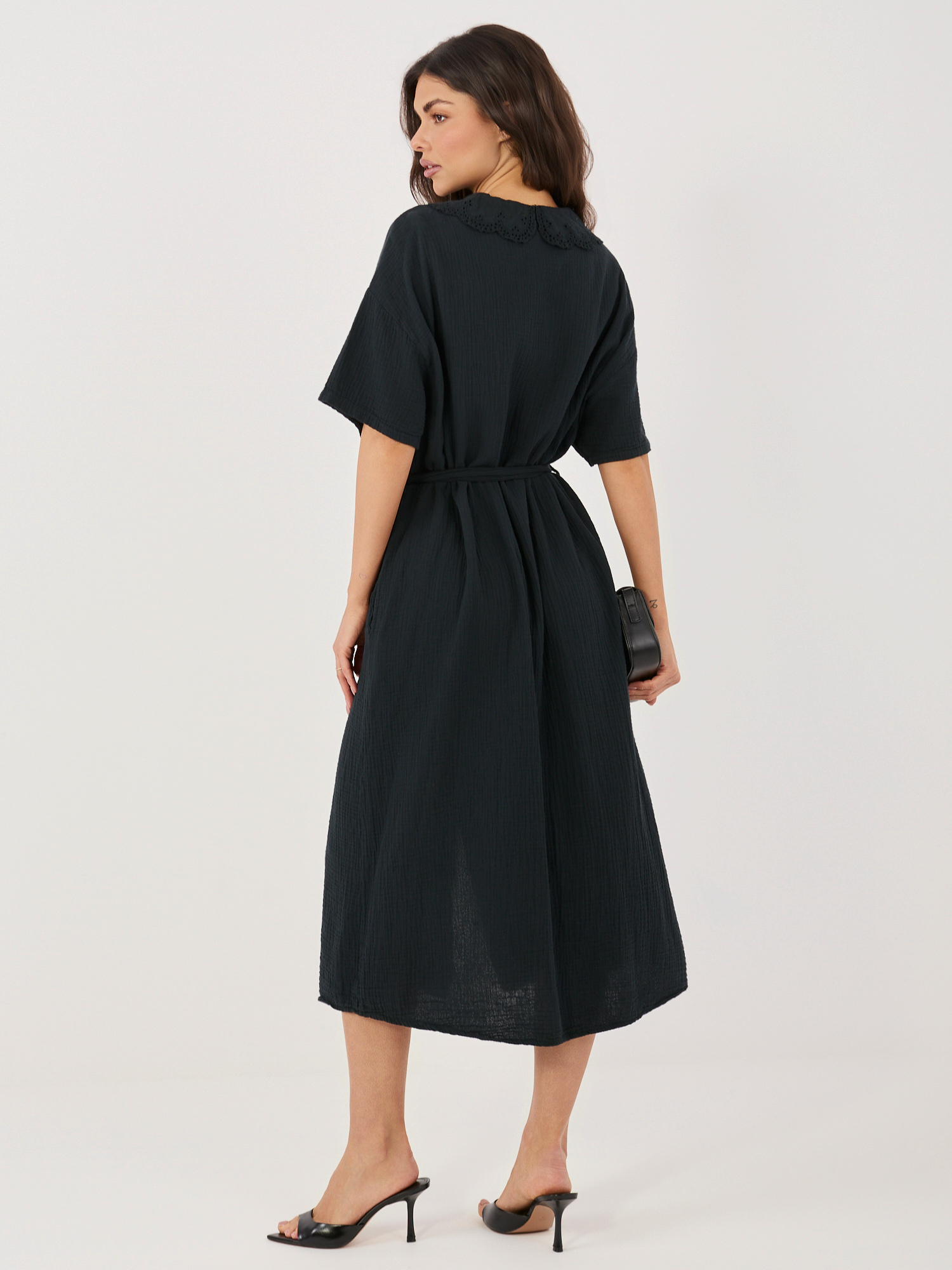 Black Muslin Shirt Dress