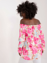 Hurt Różowa bluzka hiszpanka z printem RUE PARIS