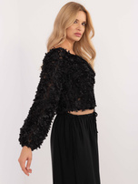 Hurt Czarna wizytowa bluzka z kwiatową aplikacją 3D