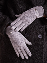 Graue Handschuhe mit Strickeinsatz.