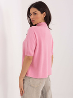 Różowy damski sweter z krótkim rękawem