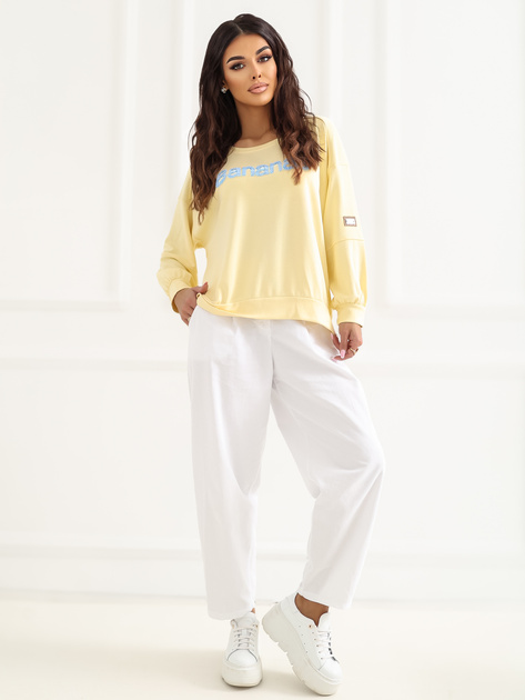 Jasnożółta damska bluza z okrągłym dekoltem RUE PARIS