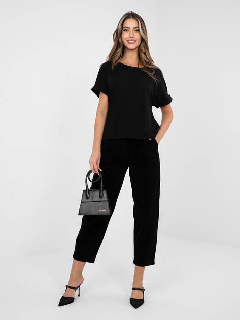 Czarna damska bluzka basic z bawełny RUE PARIS