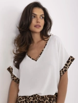 Ecru letni komplet damski z szortami