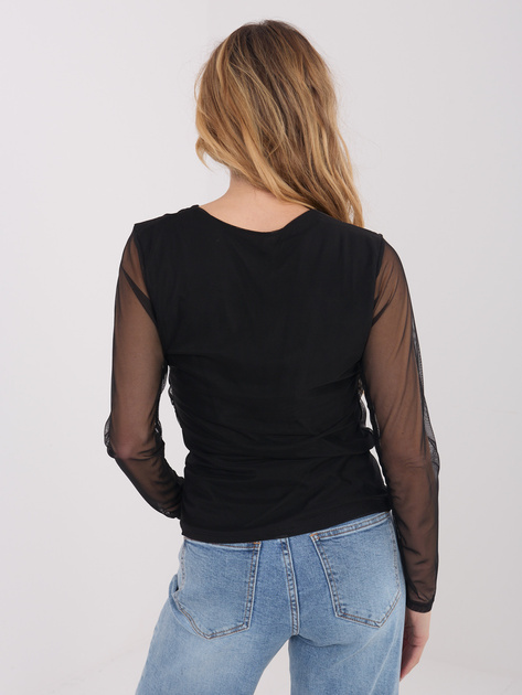 Czarna siateczkowa bluzka z długim rękawem