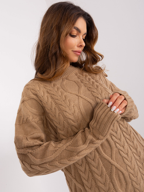 Hurt Camelowa damska sukienka w warkocze RUE PARIS