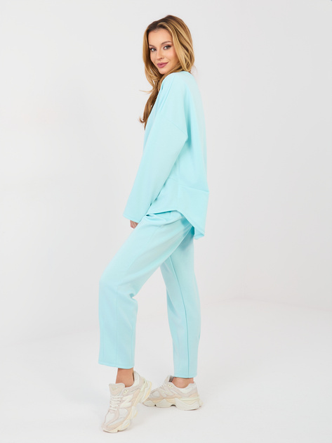 Miętowy komplet z przeszyciami na nogawkach RUE PARIS