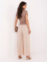 Beige Damen Palazzo-Hosen mit Bindung.