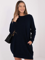Granatowa dresowa sukienka z kieszeniami BASIC FEEL GOOD 