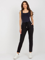 Hurtownia Czarne bawełniane spodnie dresowe do kostki