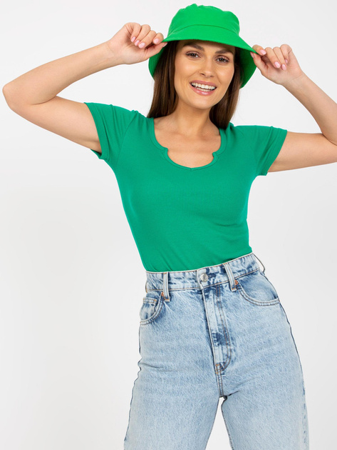 Zielona prążkowana bluzka na co dzień Rubeni OCH BELLA