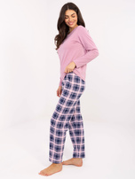 Brudnoróżowa damska piżama z bawełny 