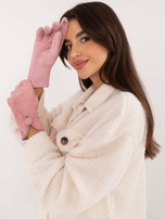 Hurtowna Jasnoróżowe damskie rękawiczki we wzory