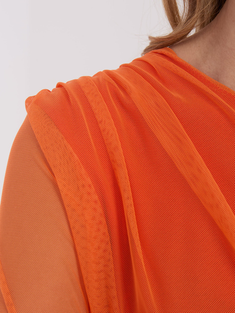 Pomarańczowa dopasowana bluzka z siateczki