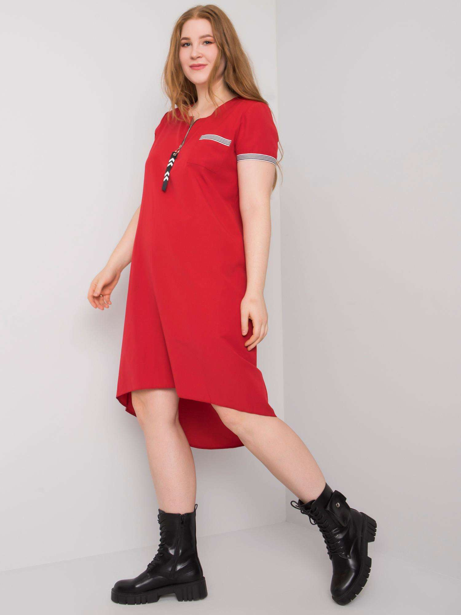 Červené šaty plus size z bavlny Viana.