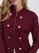 RUE PARIS Burgundy elegant blouse with decorative fastenings.