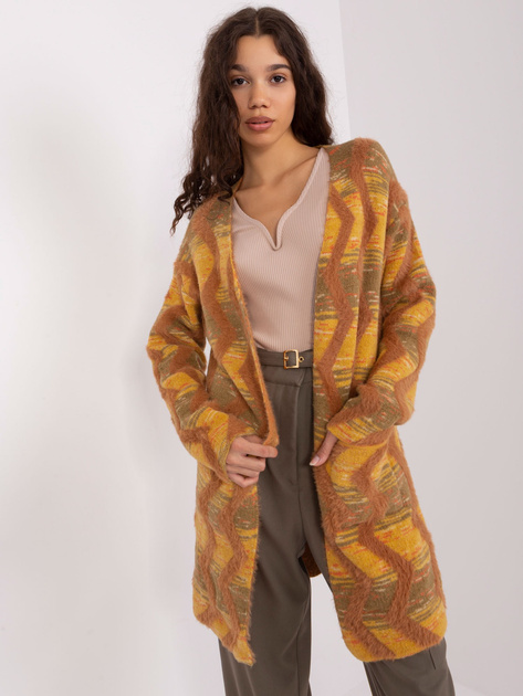 Hurt Ciemnożółty kardigan w geometryczne wzory