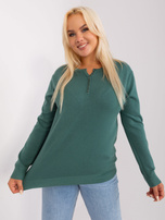 "Dunkelgrüner klassischer Plus-Size-Pullover mit Viskose."