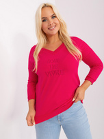 Hurt Czerwona damska bluzka plus size z dekoltem V