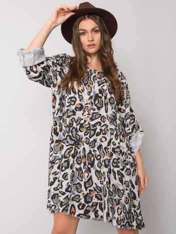 Helles graues Kleid aus Viskose Earlene.