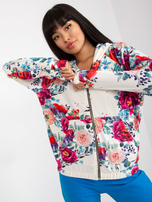 Hurtownia Biała welurowa bluza rozpinana w kwiaty RUE PARIS 