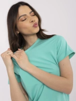 Turkusowy t-shirt o dopasowanym kroju BASIC FEEL GOOD 