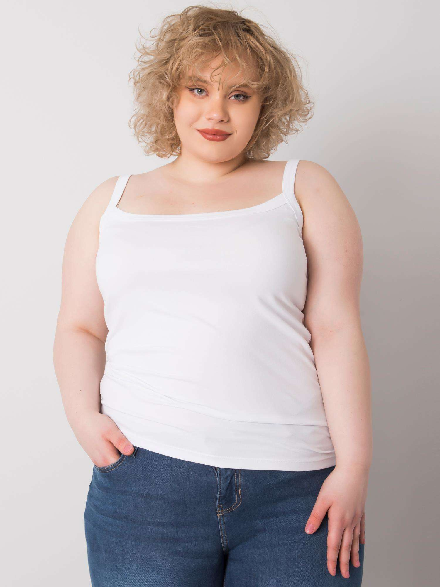 Beli top plus size bombažni Scarlette.