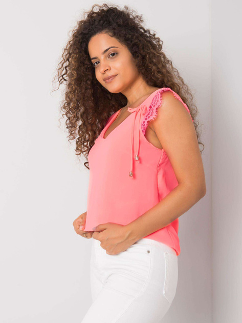 Fluo różowy top z koronką Sapphire