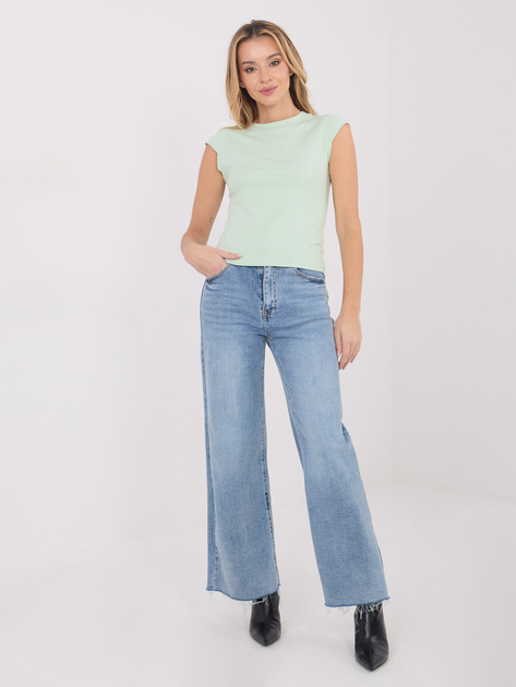 Jasnozielony damski top basic z wiskozy