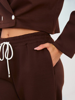 Brązowy dresowy komplet z krótką marynarką RUE PARIS
