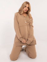 Hurt Ciemnobeżowy damski komplet basic z ocieplaniem