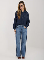 Ciemnoniebieskie proste jeansy z lampasami SUBLEVEL 