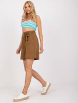 Brązowe szorty casualowe z bawełny z kieszeniami OCH BELLA