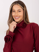Burgundy elegant turtleneck blouse.
