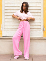 Jasnoróżowy t-shirt z nadrukiem na plecach SUBLEVEL