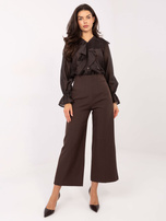 Czekoladowa przezroczysta koszula z dekoltem V