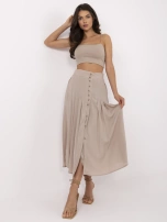 Ciemnobeżowa plisowana spódnica z wiskozy SUBLEVEL