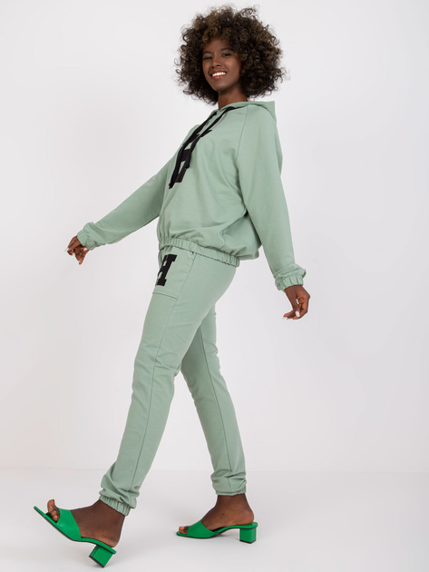 Pistacjowy dwuczęściowy komplet dresowy ze spodniami Natela