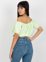 Hurt Limonkowa krótka bluzka hiszpanka z bawełny
