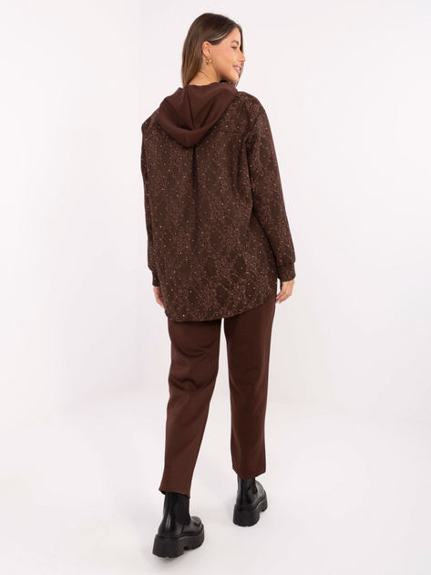 Ciemnobrązowy casualowy komplet z dżetami